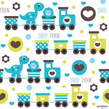train with dino and leo pattern vector illustration - 901142543
