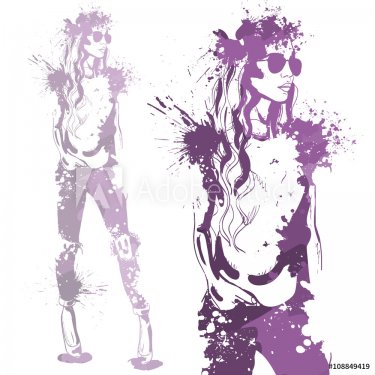 trendy look girl with color splashes