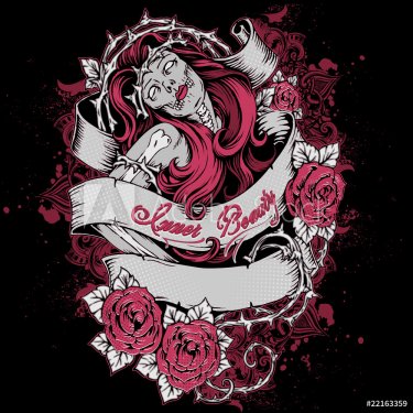 T-Shirt Print Inner Beauty Zombie Frau - 900596917