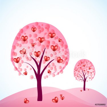 two abstract trees with hearts - 900458647