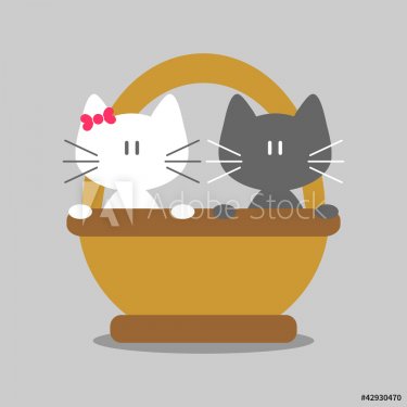 Two cute kittens romantic card - 900458655