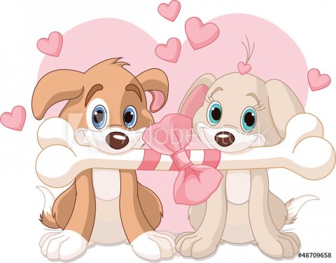 Two Valentine dogs