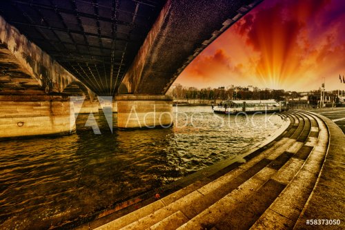 Under Iena Bridge, Paris. View of Seine River - 901144522