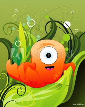 underwater worm vector illustration - 900485337