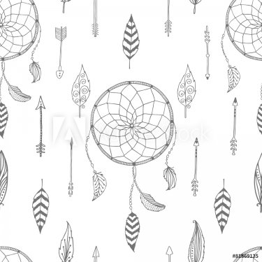 Vector arrow background, retro pattern, etnic doodle collection - 901144496