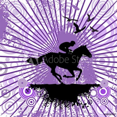 Vector artwork with jockey on a horse - 900564389
