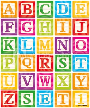 Vector Baby Blocks Set 1 of 3 - Capital Letters Alphabet - 900452451