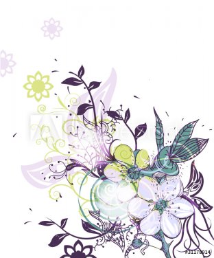 vector blooming flowers on a shining background
