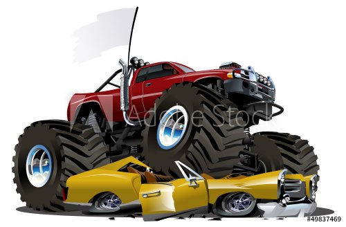 Vector Cartoon Monster Truck - 901147193