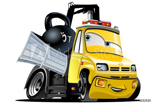 Vector Cartoon Tow Truck - 901141454