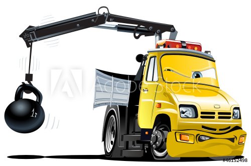 Vector Cartoon Tow Truck - 901141455