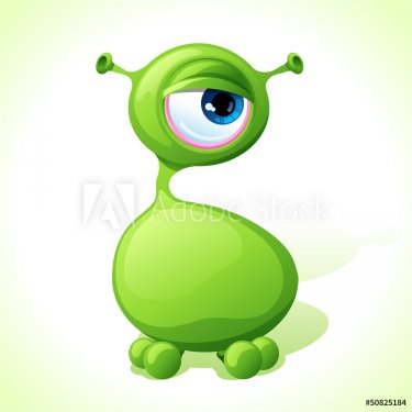 Vector cute green monster isolated on white background. - 901138622
