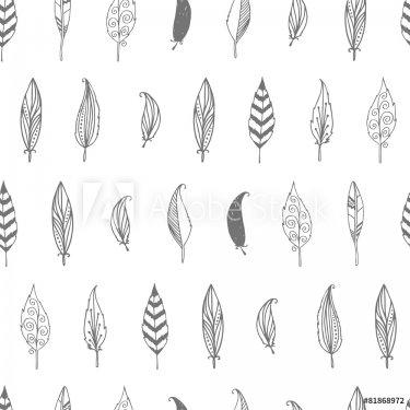 Vector feather background, retro pattern, etnic doodle collectio - 901144497