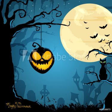Vector Illustration of a Halloween Background - 900954345