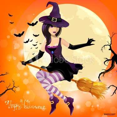 Vector illustration of a halloween witch - 900954356