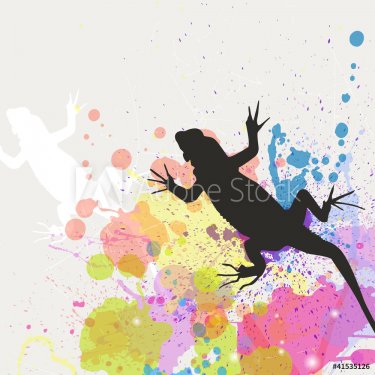 Vector illustration of a lizard on an abstract background - 900954404