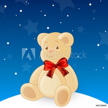 Vector illustration of a teddy by night