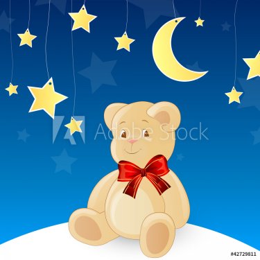 Vector illustration of a teddy by night - 900954381