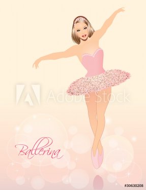 Vector Illustration of  Cute dancing  Ballerina