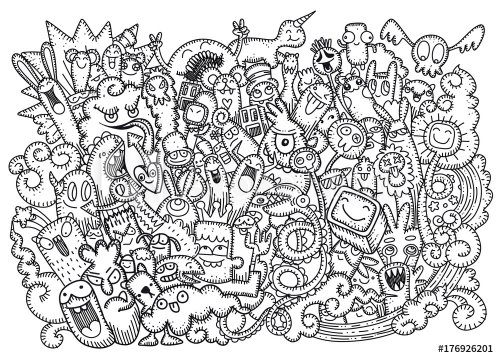 Vector illustration of Doodle ugly
 Monster background ,Hand drawing Doodle
 - 901154511