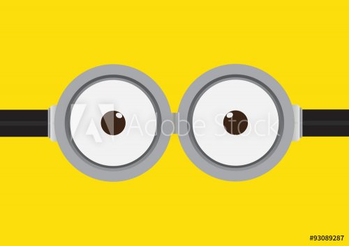 Vector illustration of goggle with two eye on yellow color