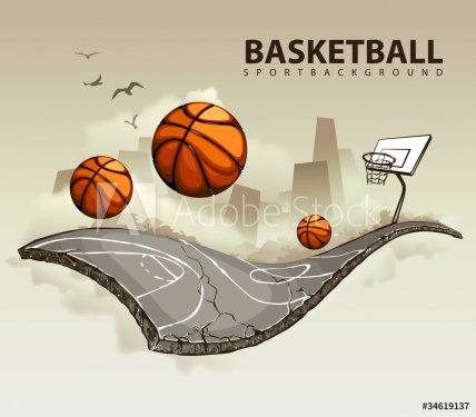 Vector illustration of surreal basketball court - 900485230