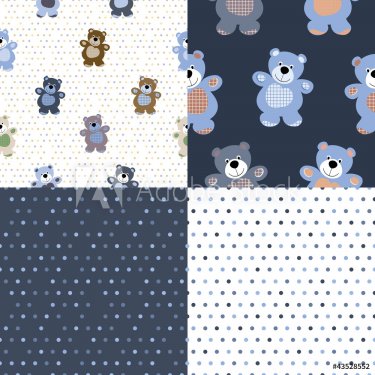Vector seamless pattern of a toy teddy bear - 900547449