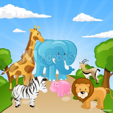 Vector Set of African Cartoon Animals - 900907530