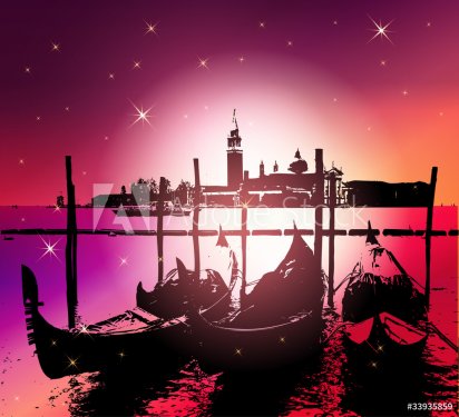 Venice Gondolas.Vector Illustration