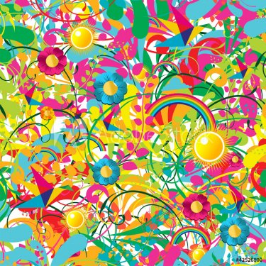 Vibrant floral summer pattern - 900461677