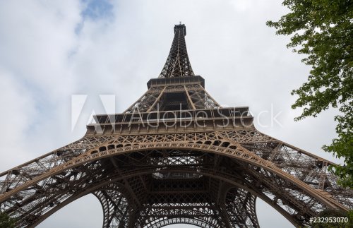 View of Eiffel Tower in a day of a cloudy sky in Paris, France - 901153988