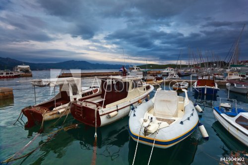view of marina in Korcula. Croatia. - 900458204