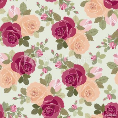 Vintage floral seamless pattern with roses - 900461650