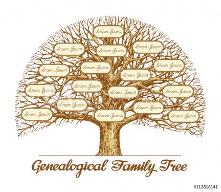 Vintage Genealogical Family Tree. Hand drawn sketch vector illustration