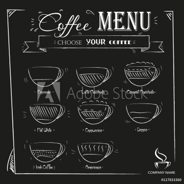 Vintage hand drawn coffee menu on black background vector illust - 901148489