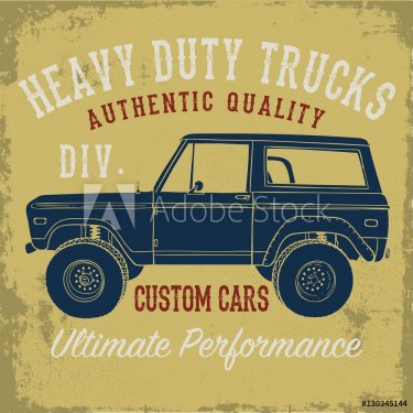 vintage jeep truck illustration with typography