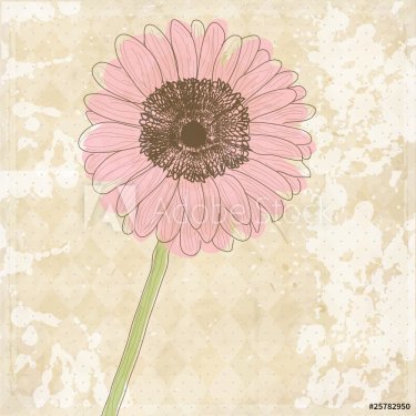 Vintage old paper background with flower, vector texture