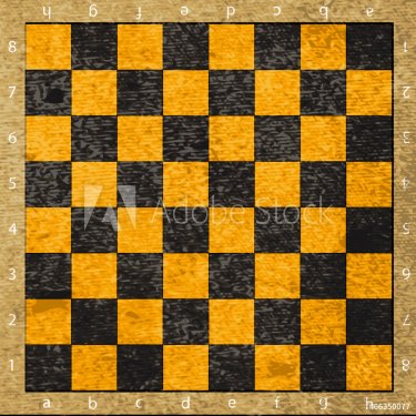 vintage old scratched empty chess board - 901143447