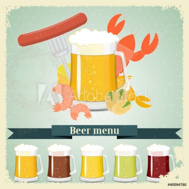 Vintage postcard, cover menu - Beer, beer snack