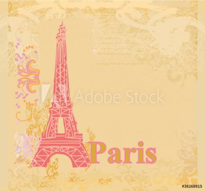vintage retro Eiffel card - 900469366