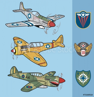 Vintage war fighter planes set 1