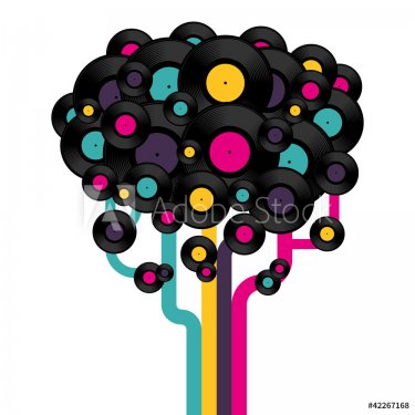 Vinyl record tree. Vector illustration.