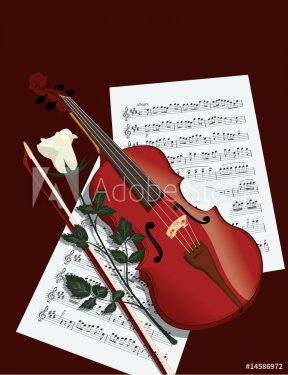 Violin, rose and sheets - 900458763