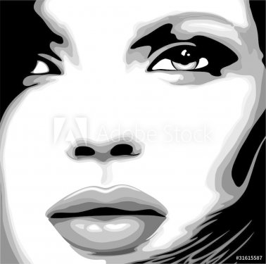 Viso Donna Clip Art-Stylized Woman Girl's Face-Vector - 900469171