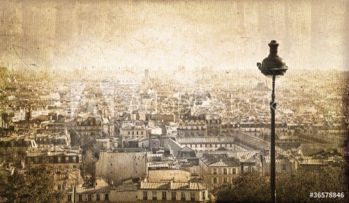 Vue sur Paris depuis Montmartre, vintage - France - 900464318