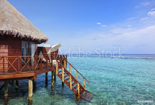 Water bungalow on maldives tropical island 