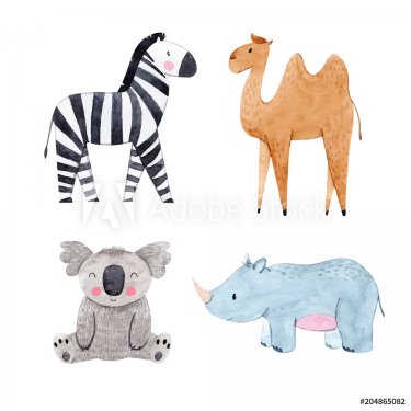 Watercolor animal vector set - 901153870