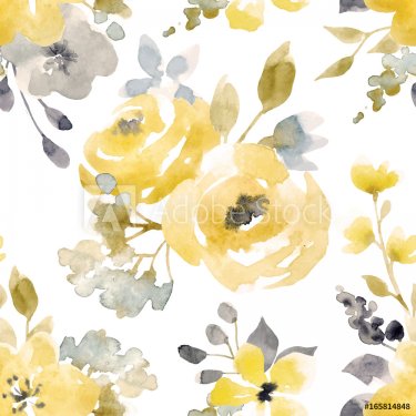 Watercolor floral vector seamless pattern - 901151936