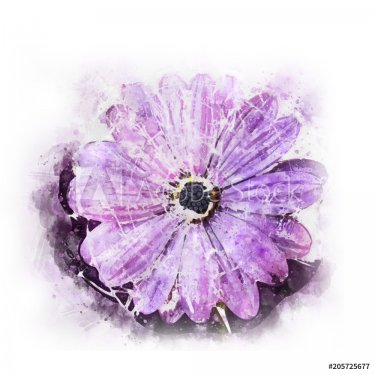 Watercolor purple flower painting  - 901153593