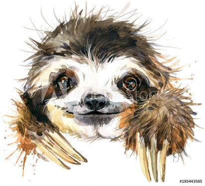 Watercolor sloth illustration. tropical animal - 901153641